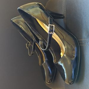 It's Ok Patent Faux Leather Mary Jane Buckle Strap Comfort Heels